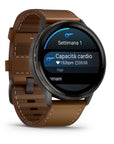 Garmin Venu4 Slate Con Cinturino In Silicone Black E Cinturino In Pelle Brown 45Mm