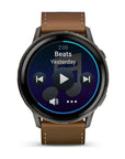 Garmin Venu4 Slate Con Cinturino In Silicone Black E Cinturino In Pelle Brown 45Mm