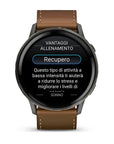 Garmin Venu4 Slate Con Cinturino In Silicone Black E Cinturino In Pelle Brown 45Mm