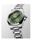 Longines Orologio Conquest Automatico 34 mm Quadrante Verde e Diamanti