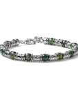 Maria Cristina Sterling Bracciale Uomo Agata Muschiata Verde Barilotti Decorati In Argento
