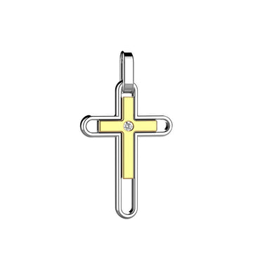 Zancan Croce in Oro 18 kt Bicolore con Diamante naturale ct. 0,015