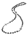 Maria Cristina Sterling Collana Uomo Argento E Perle Di Lava Con Croce