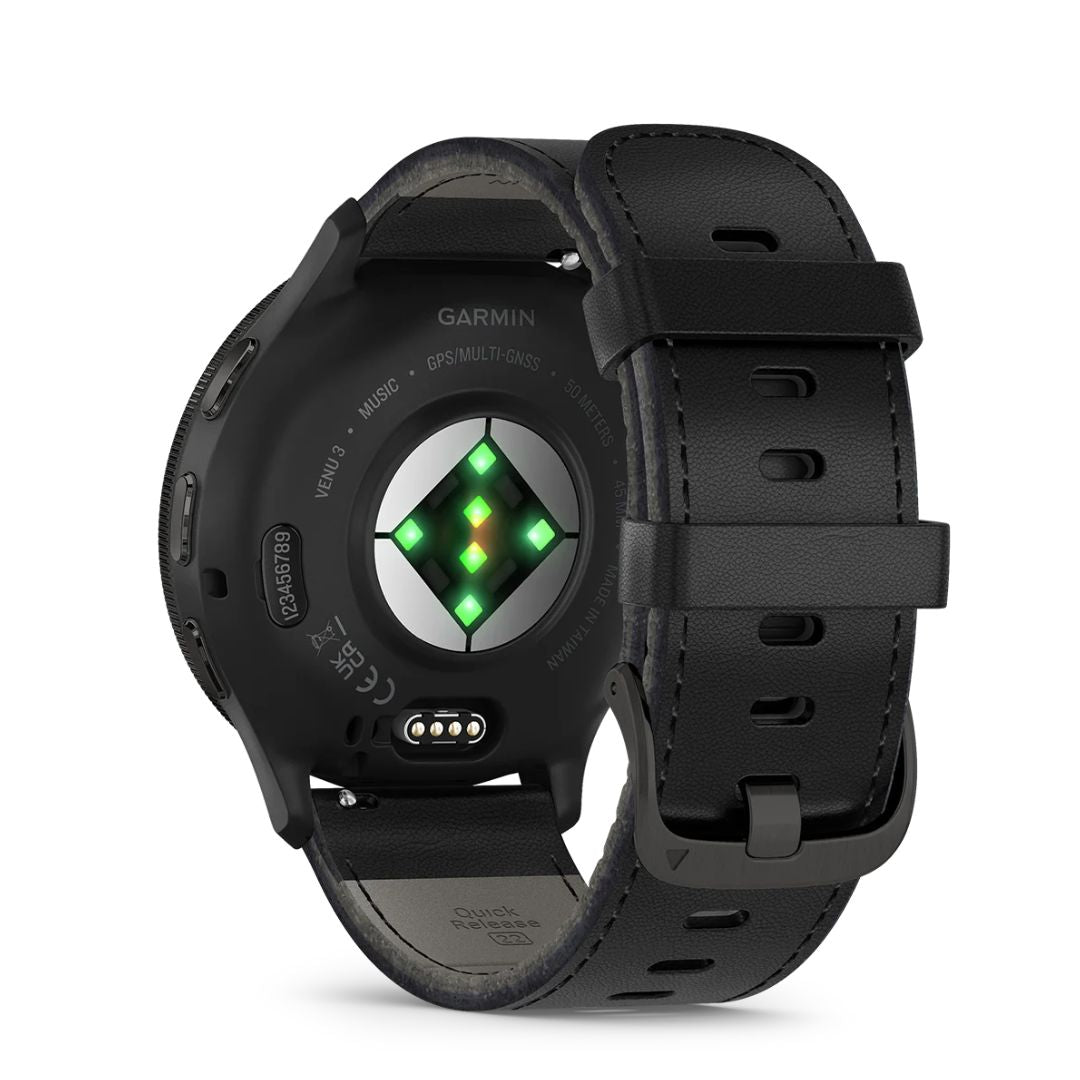 Garmin Venu 3 Black & Slate Con Doppio Cinturino, In Pelle e Silicone