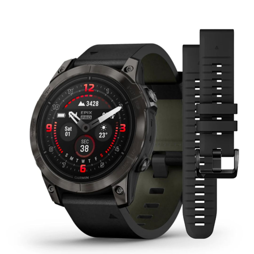 Garmin Epix Pro (Gen 2) Sapphire Edition 47 mm
Carbon Gray DLC Titanium con cinturino Black Leather