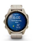 Garmin Fenix 8 - 43 mm, Amoled, Sapphire, Titanio, Soft Gold & Limestone (Pelle)