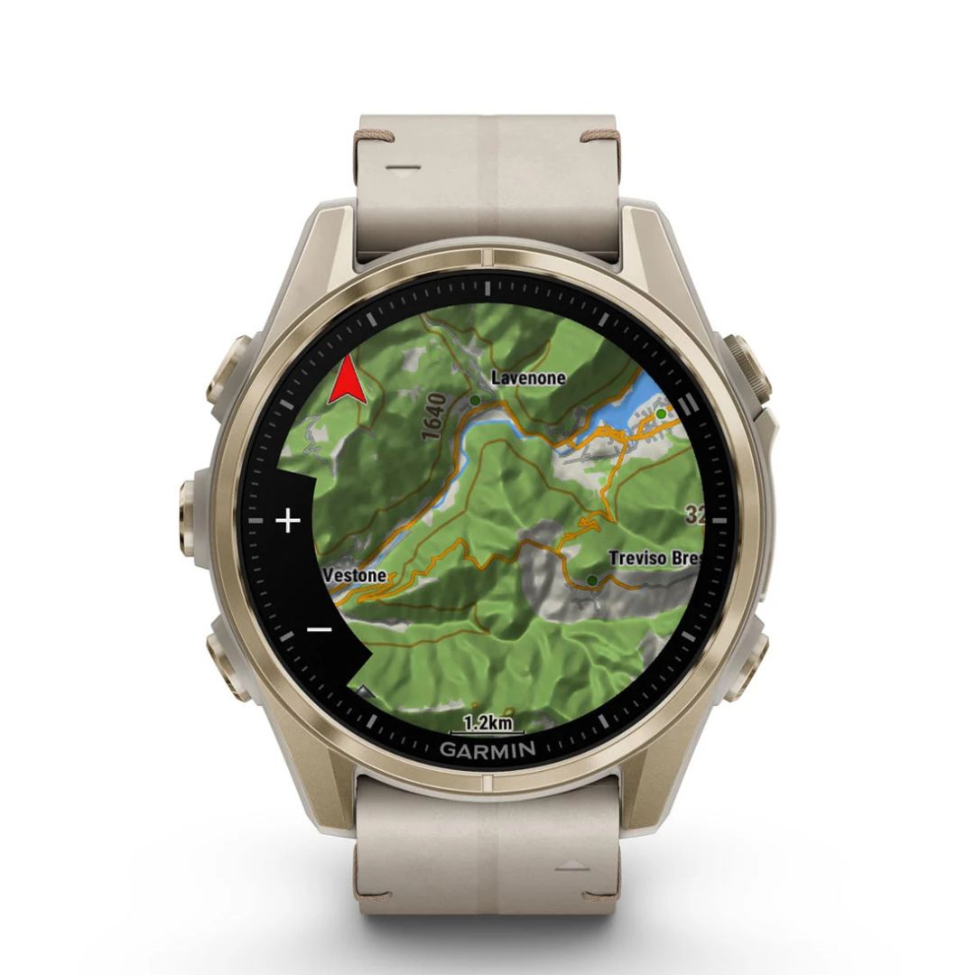 Garmin Fenix 8 - 43 mm, Amoled, Sapphire, Titanio, Soft Gold & Limestone (Pelle)