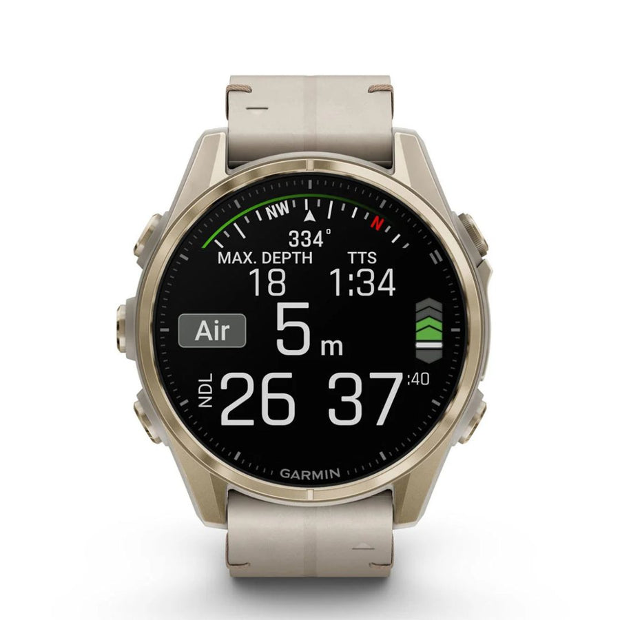 Garmin Fenix 8 - 43 mm, Amoled, Sapphire, Titanio, Soft Gold & Limestone (Pelle)