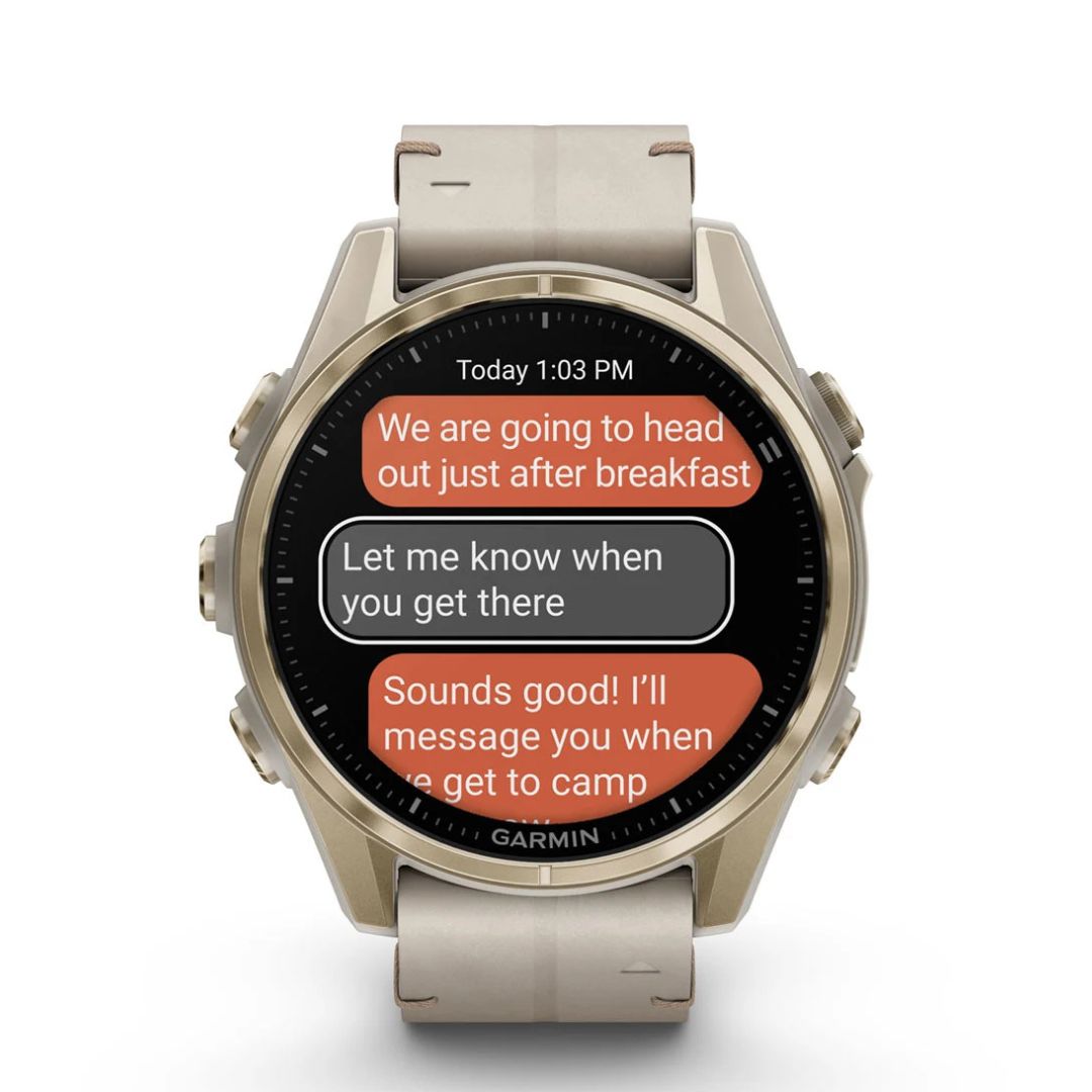 Garmin Fenix 8 - 43 mm, Amoled, Sapphire, Titanio, Soft Gold & Limestone (Pelle)