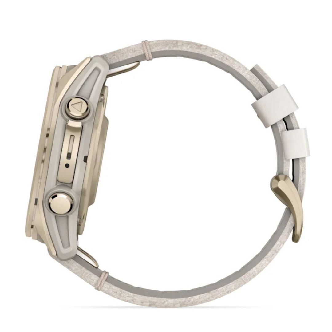 Garmin Fenix 8 - 43 mm, Amoled, Sapphire, Titanio, Soft Gold & Limestone (Pelle)