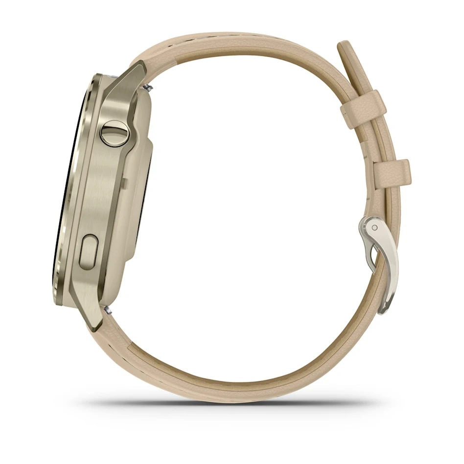 Garmin Venu4 Lunar Gold Con Cinturino In Silicone Bone E Cinturino In Pelle Light Sand 41Mm
