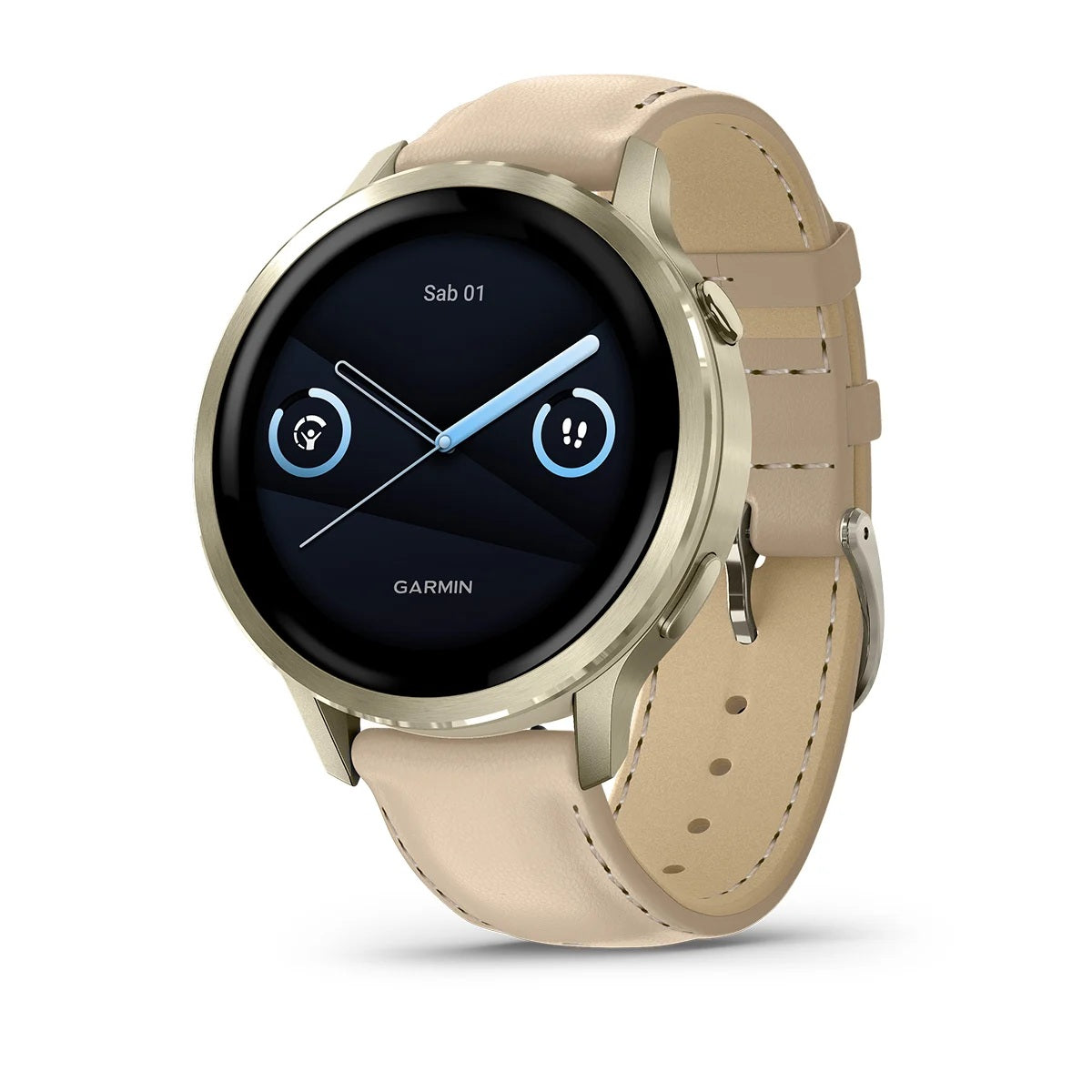 Garmin Venu4 Lunar Gold Con Cinturino In Silicone Bone E Cinturino In Pelle Light Sand 41Mm