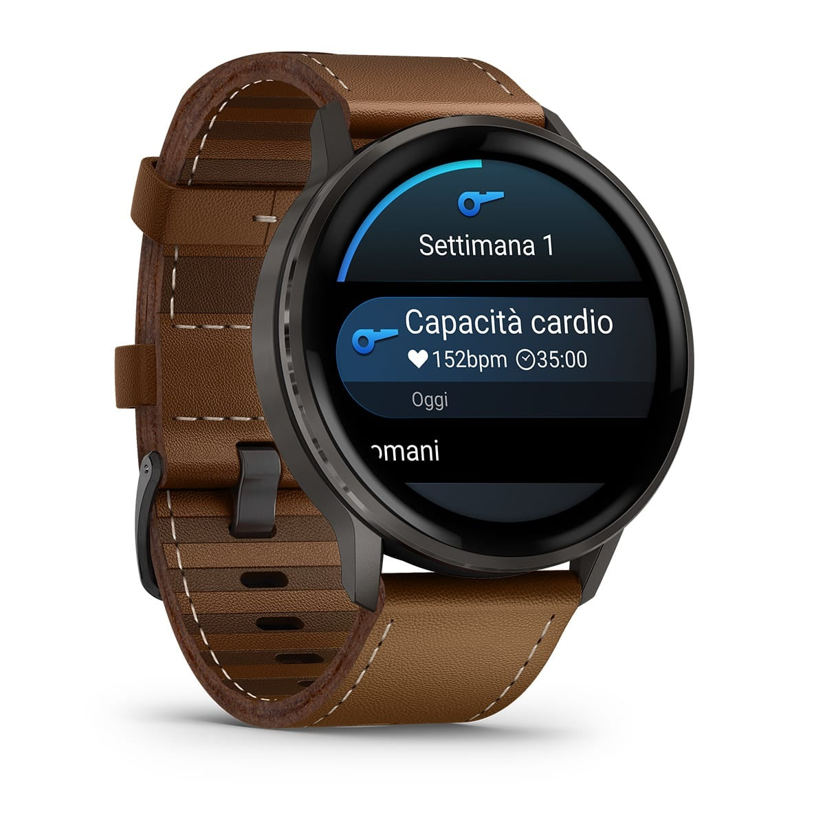 Garmin Venu4 Slate Con Cinturino In Silicone Black E Cinturino In Pelle Brown 45Mm