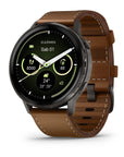 Garmin Venu4 Slate Con Cinturino In Silicone Black E Cinturino In Pelle Brown 45Mm