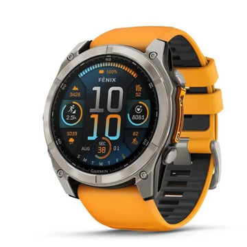 Garmin Fenix 8 - 51 Mm, Amoled, Sapphire, Titanium Con Cinturino Silicone Spark Orange/Grafite