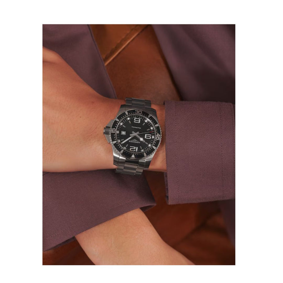Longines Hydroconquest Orologio Uomo 41 mm Ghiera Nera Acciaio