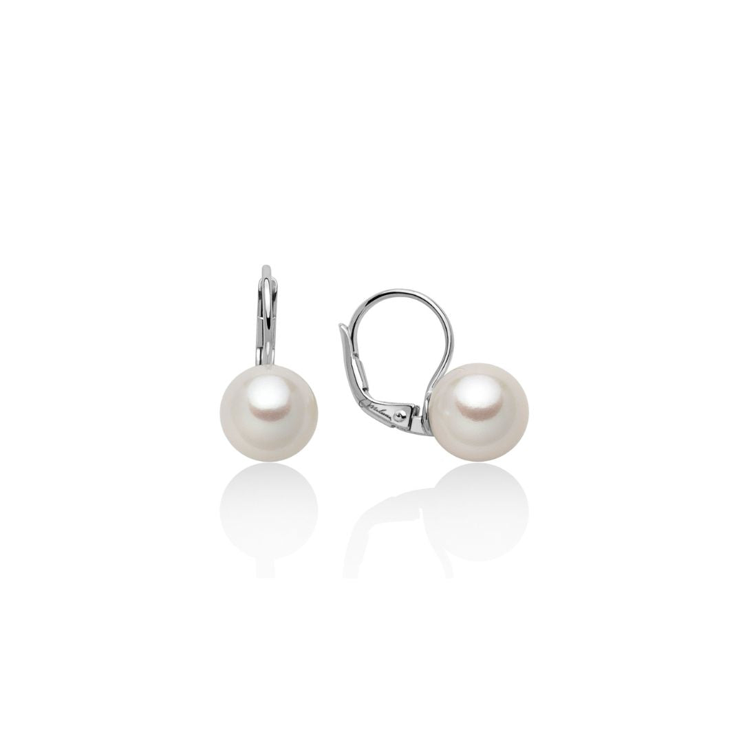 Miluna Orecchini Monachella In Oro 18 Kt E Perle Fresh Water Mm 8,5/9