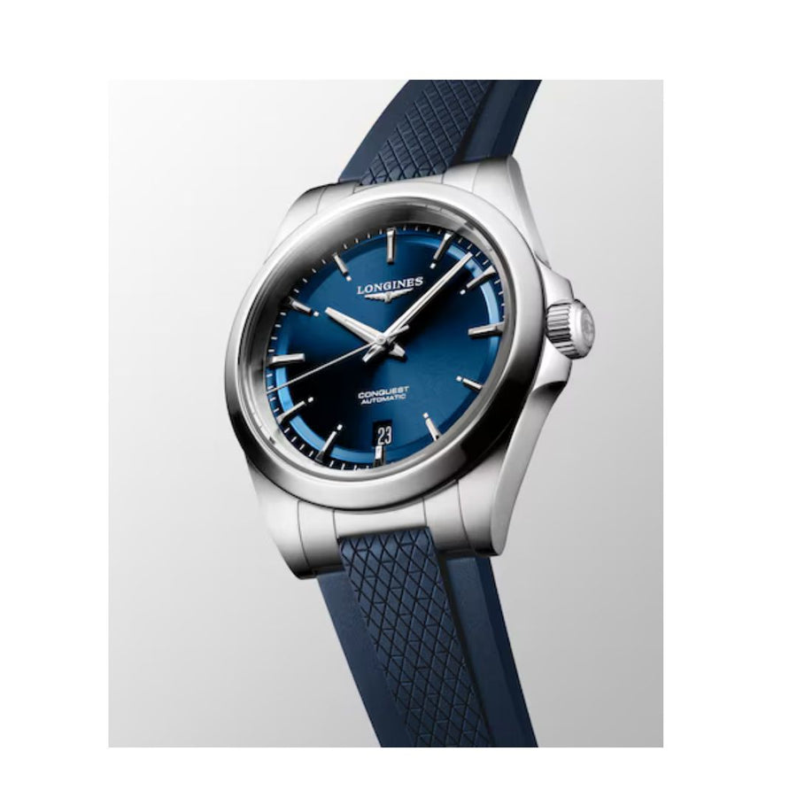 Longines Conquest 41 Mm Cinturino Caucciù Blue