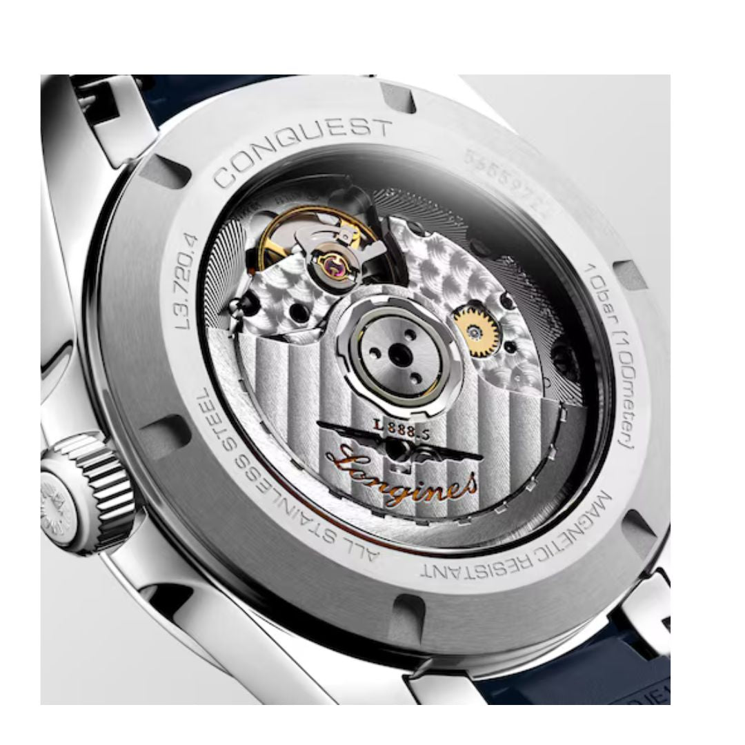 Longines Conquest 41 Mm Cinturino Caucciù Nero