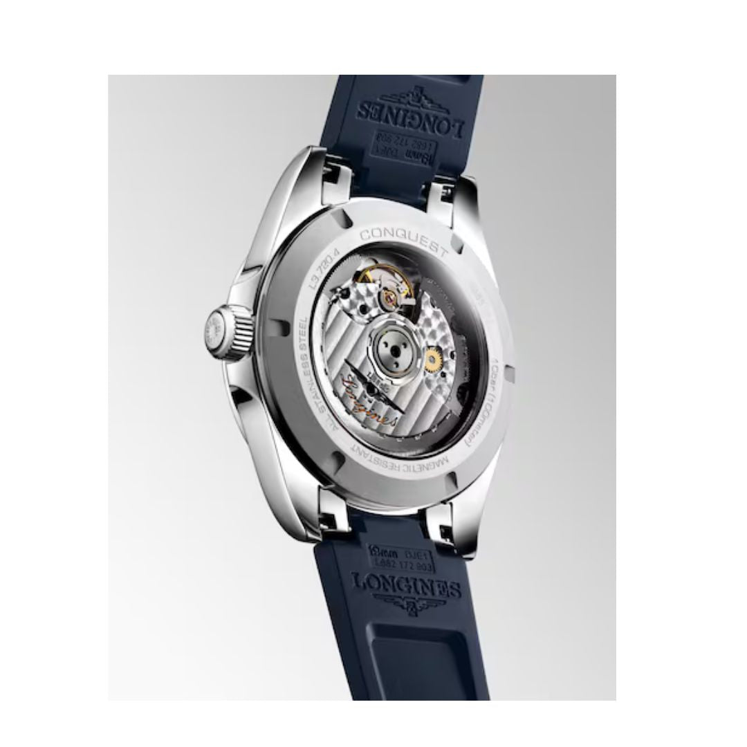 Longines Conquest 41 Mm Cinturino Caucciù Nero
