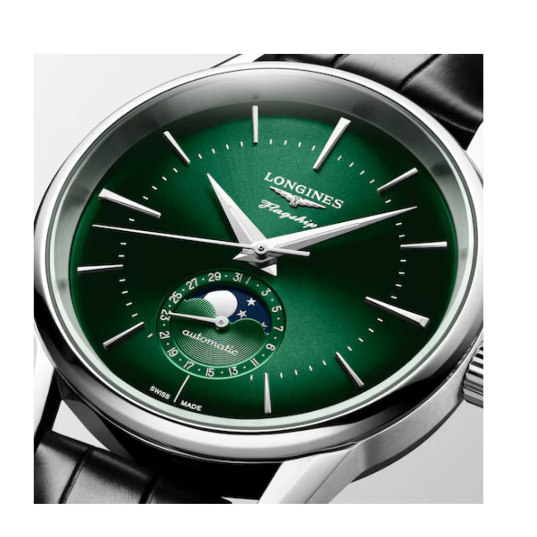 Longines Flagship Heritage Moonphase Quadrante Sunray Green
