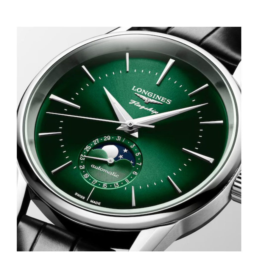 Longines Flagship Heritage Moonphase Quadrante Sunray Green