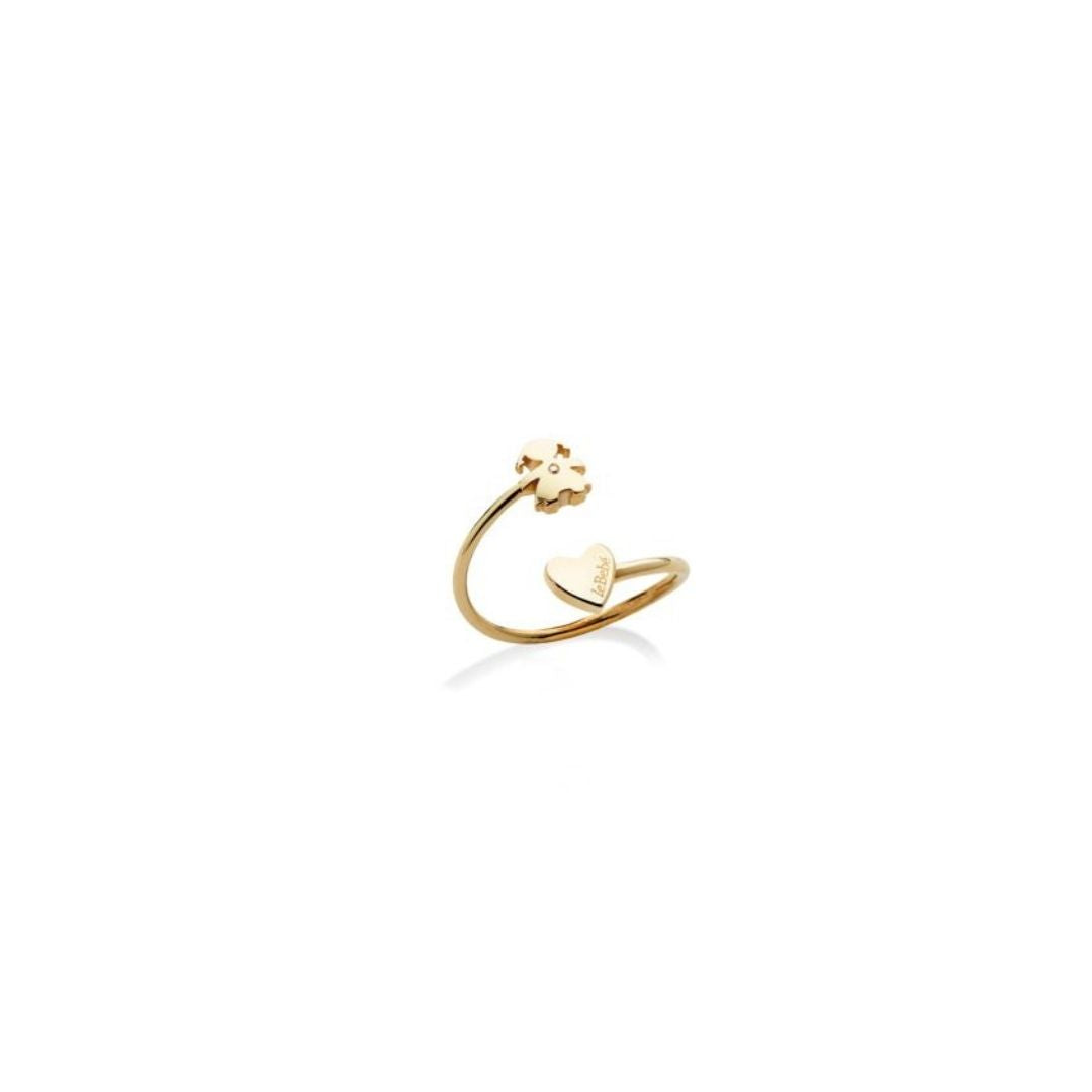 Le Bebe' Anello In Oro Contrariè Bimba Con Diamante  E Cuore