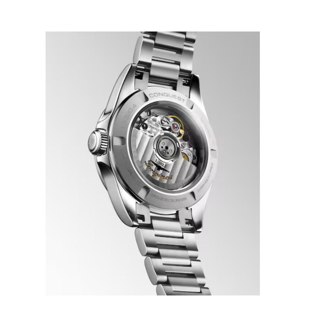 Longines Orologio Conquest Automatico 30 Mm, Quadrante Argento Indici Rosa