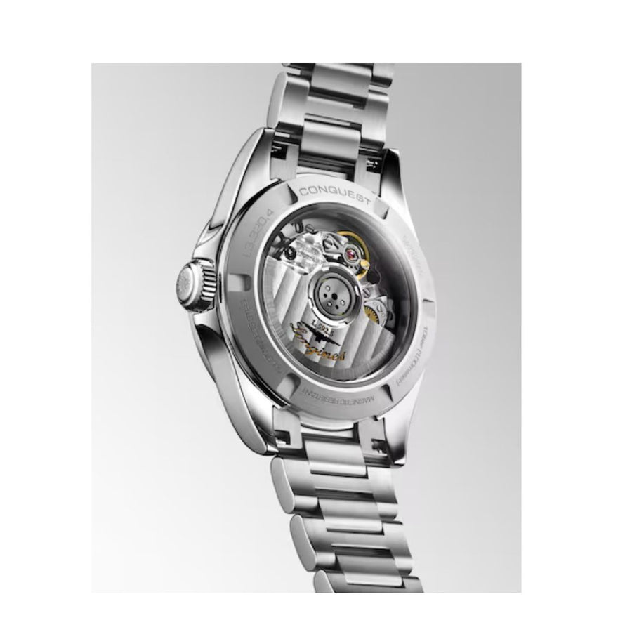 Longines Orologio Conquest Automatico 30 Mm, Quadrante Argento Indici Rosa