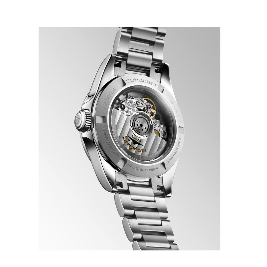 Longines Orologio Conquest Automatico 30 Mm, Quadrante Blu E Diamanti