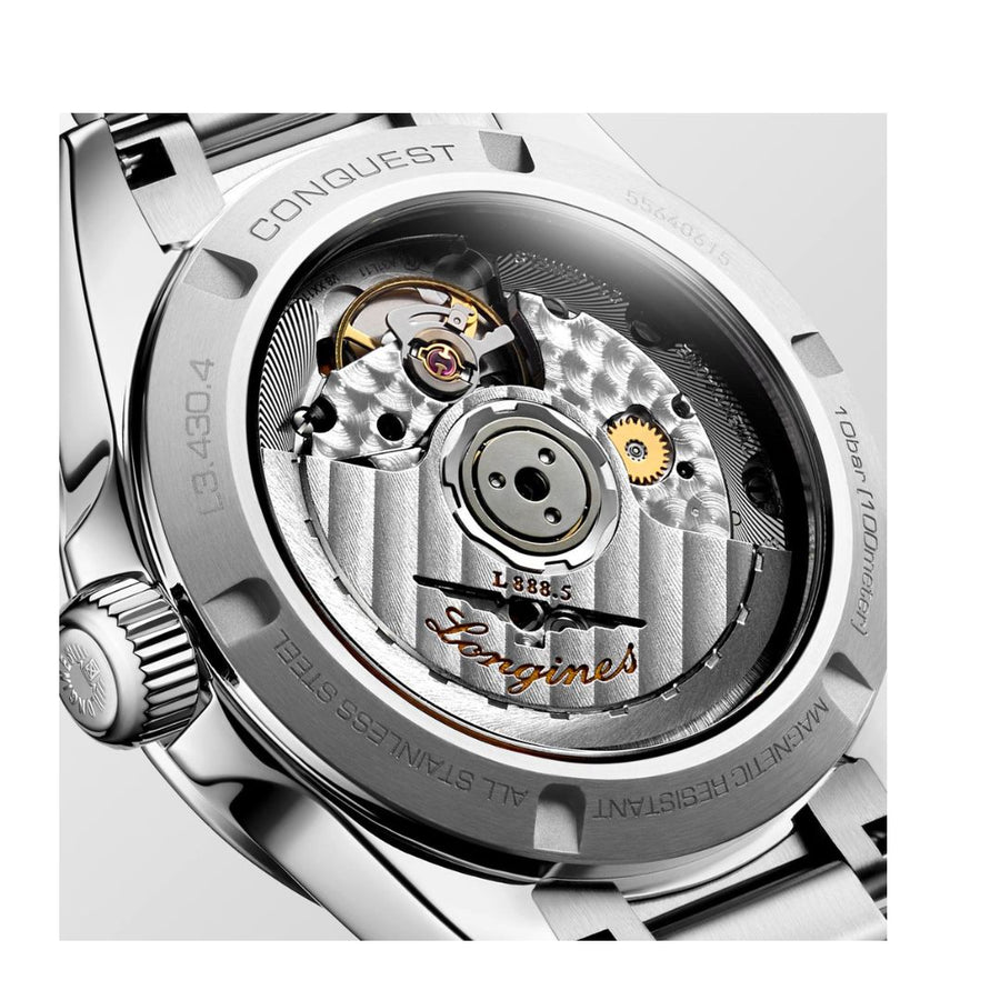 Longines Orologio Conquest Automatico 34 mm Quadrante Verde e Diamanti