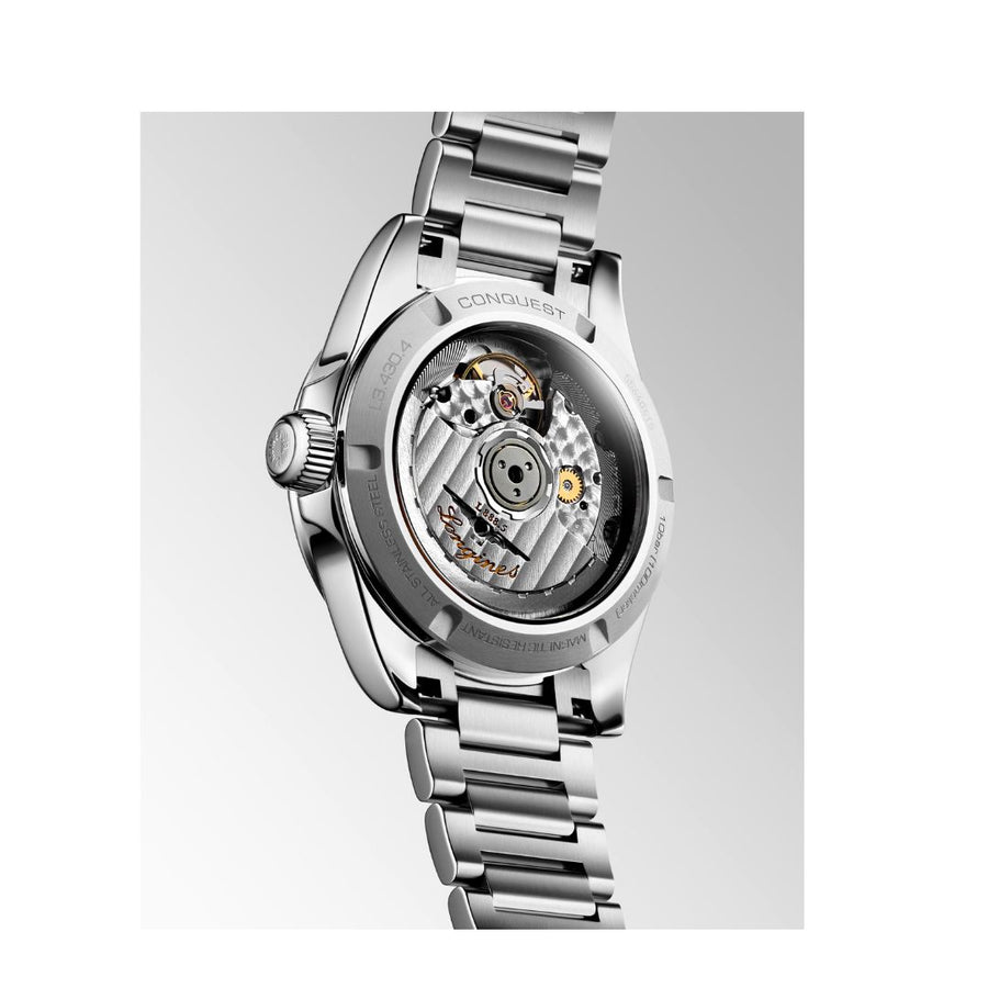 Longines Orologio Conquest Automatico 34 mm Quadrante Verde e Diamanti