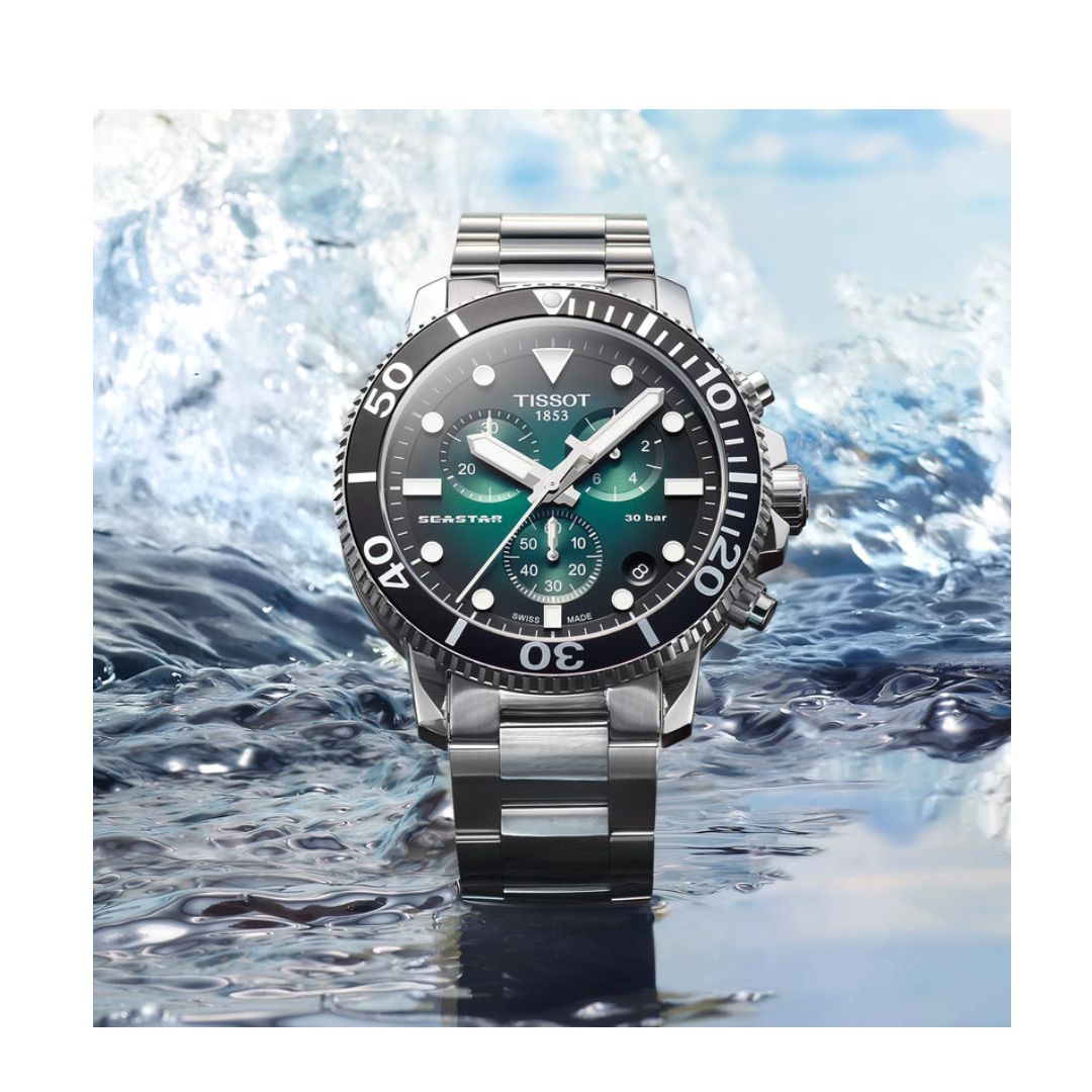 Tissot Seastar 1000 Cronografo al Quarzo in Acciaio e Quadrante Nero Verde