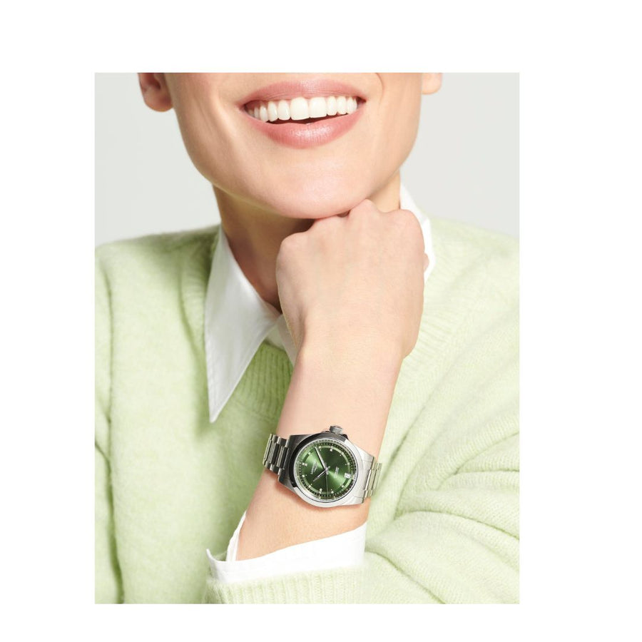 Longines Orologio Conquest Automatico 34 mm Quadrante Verde e Diamanti