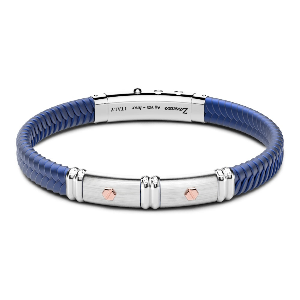 Zancan Bracciale Con Piastra Centrale In  Argento  E Viti In Oro Rosa
