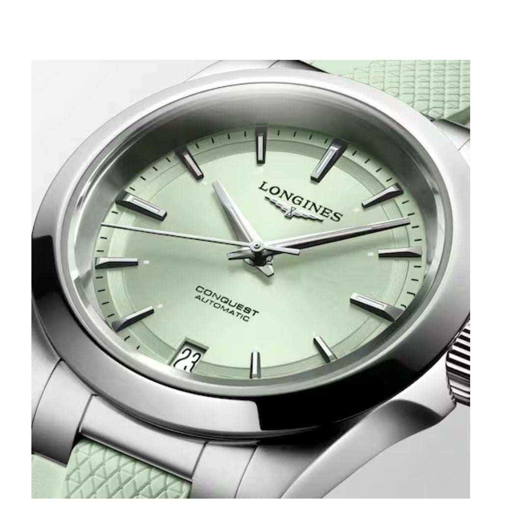 Longines Orologio Conquest Automatico 34 Mm Quadrante Verde Cint. Silicone
