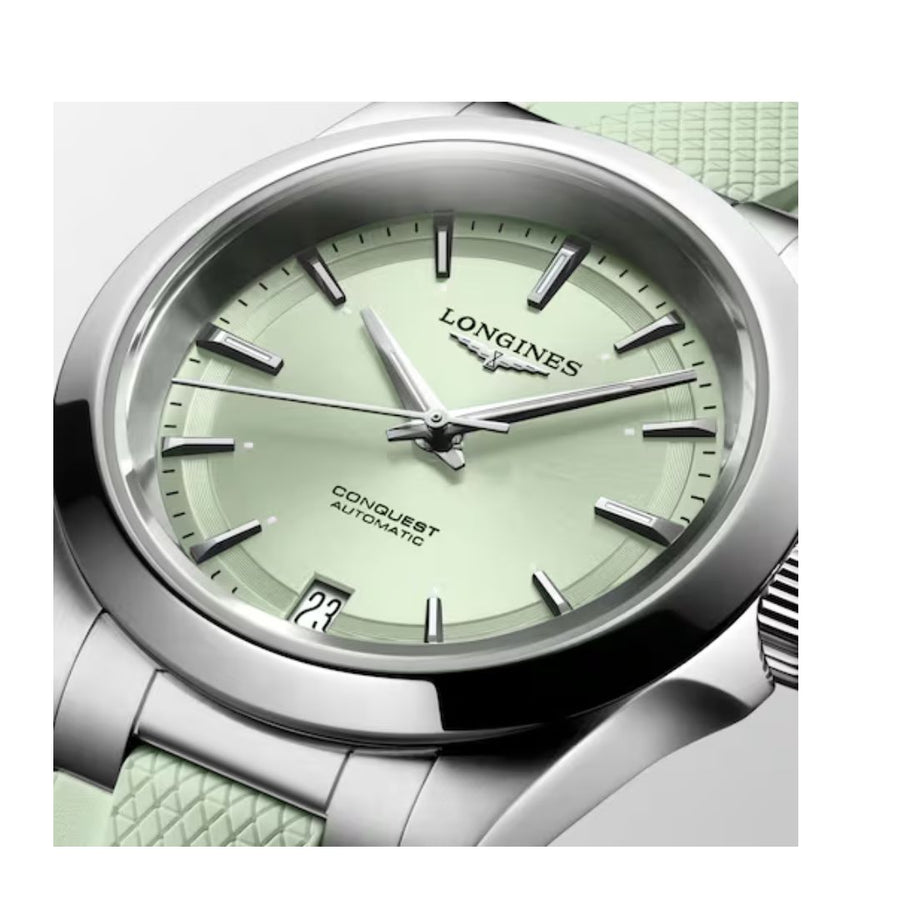 Longines Orologio Conquest Automatico 34 Mm Quadrante Verde Cint. Silicone