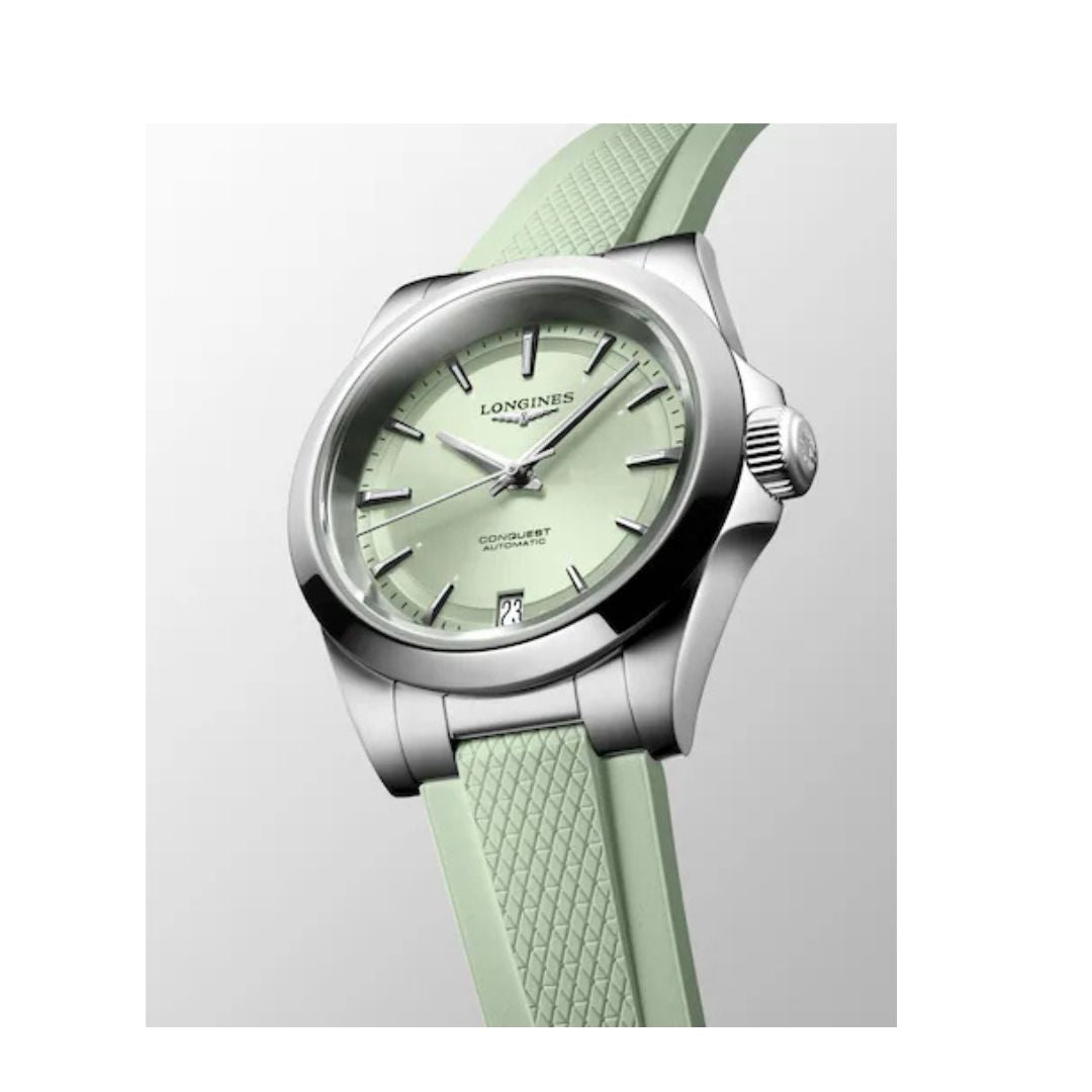 Longines Orologio Conquest Automatico 34 Mm Quadrante Verde Cint. Silicone