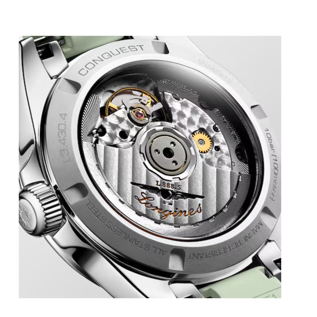Longines Orologio Conquest Automatico 34 Mm Quadrante Verde Cint. Silicone