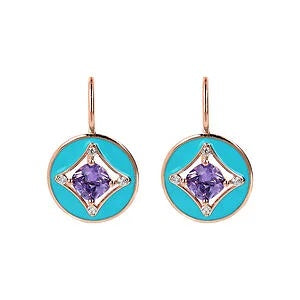 Bronzallure Orecchini Pendenti Etolie Con Elemento Tondo Smaltato E Cubic Zirconia
