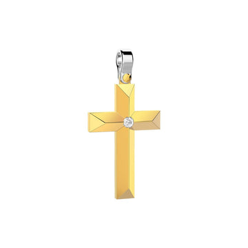 Zancan Croce in Oro 18 kt Bicolore con Diamante naturale ct. 0,035