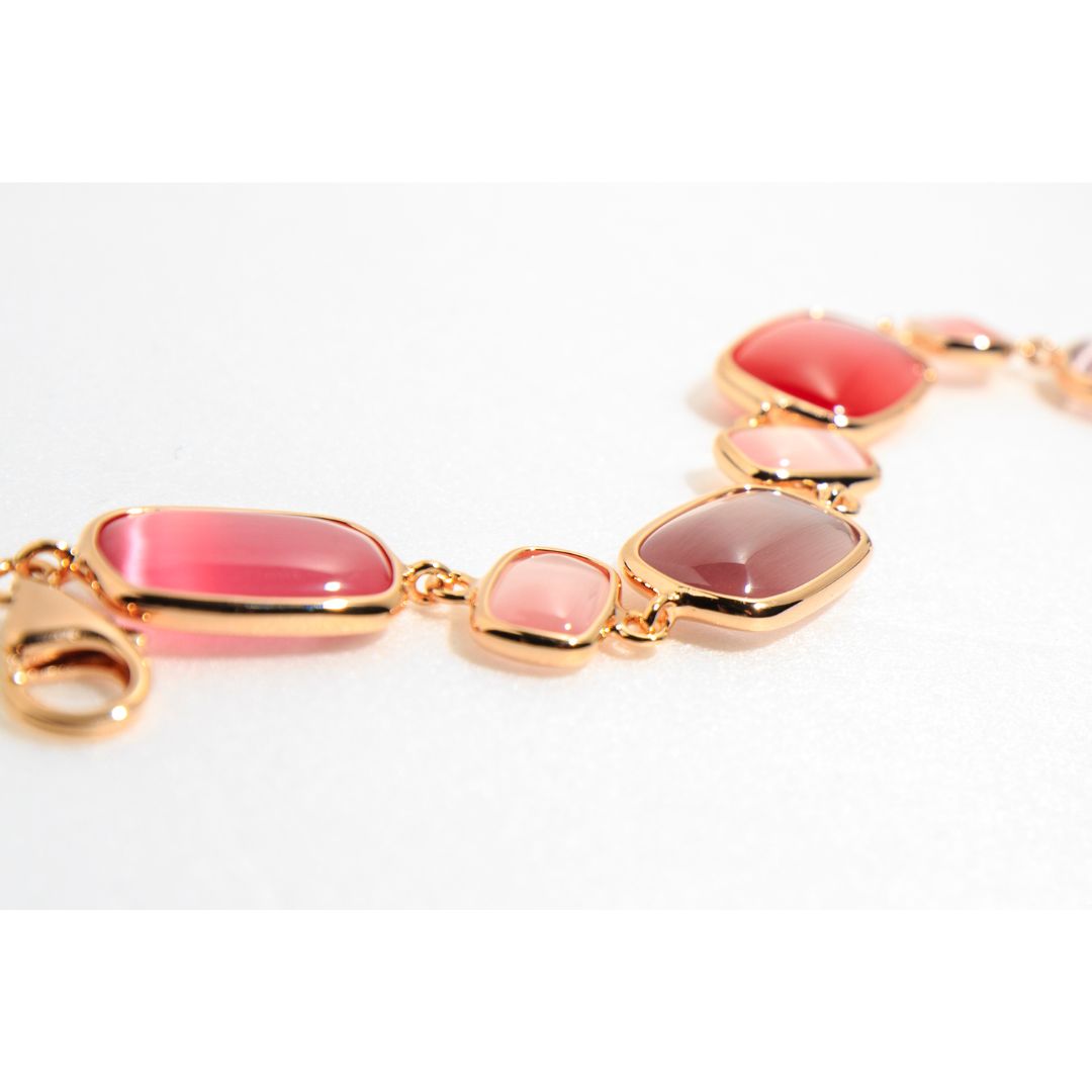 Madi Bracciale in Argento Rosè con Quarzi Idrotermali