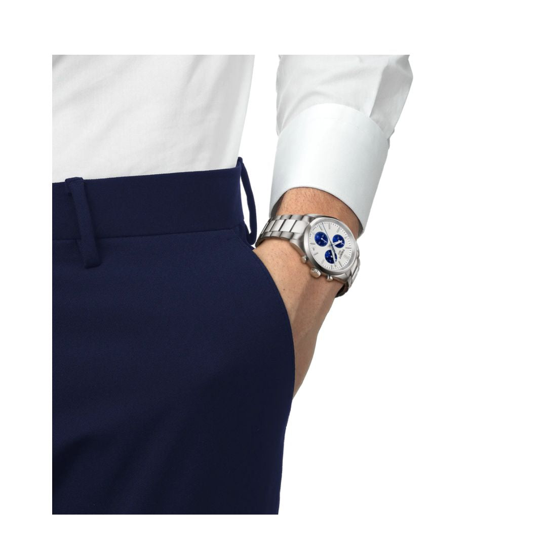 Tissot PR 100 Chronograph Quadrante Bianco e Blu