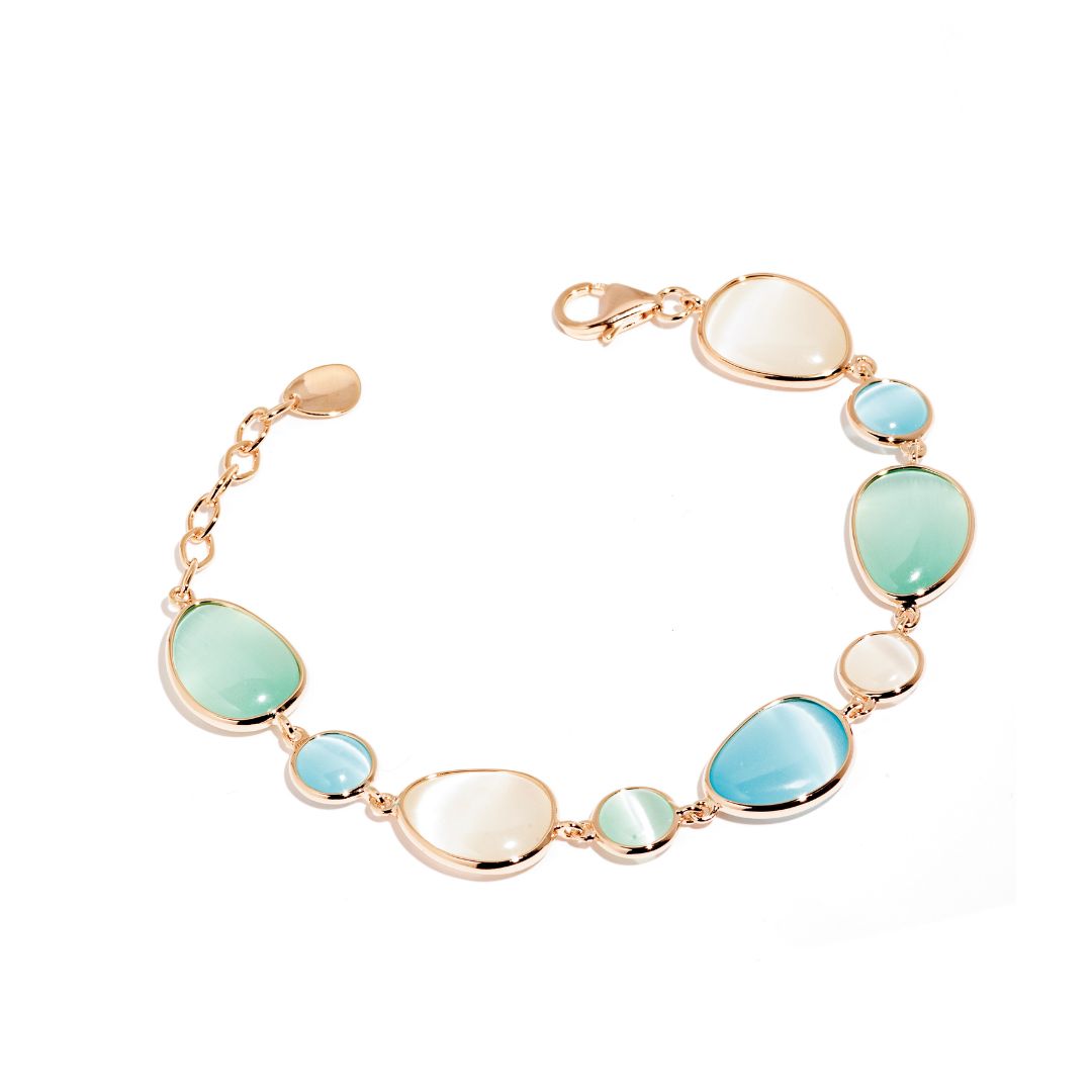 Madi Bracciale In Argento Rosè Con Quarzi Idrotermali