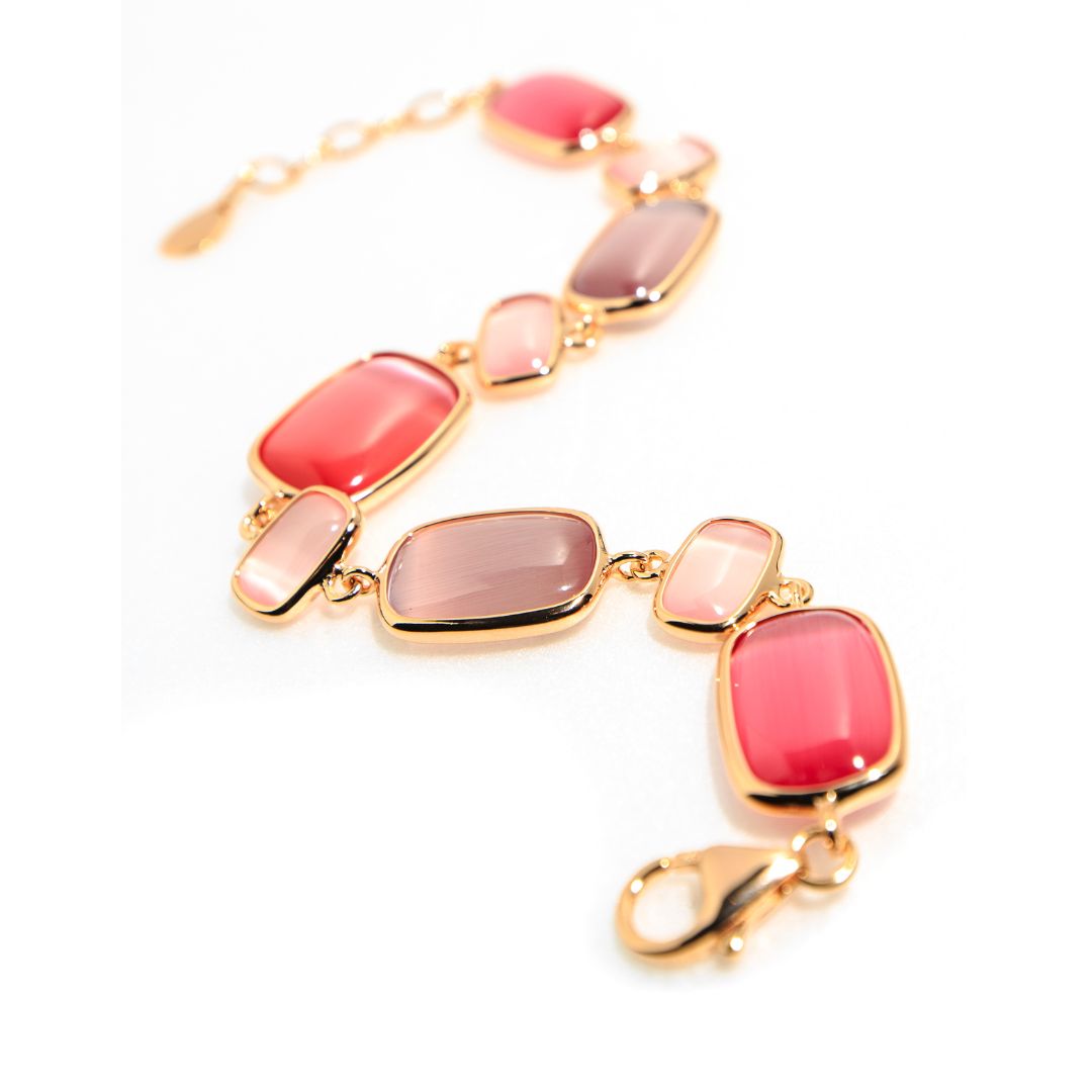 Madi Bracciale in Argento Rosè con Quarzi Idrotermali