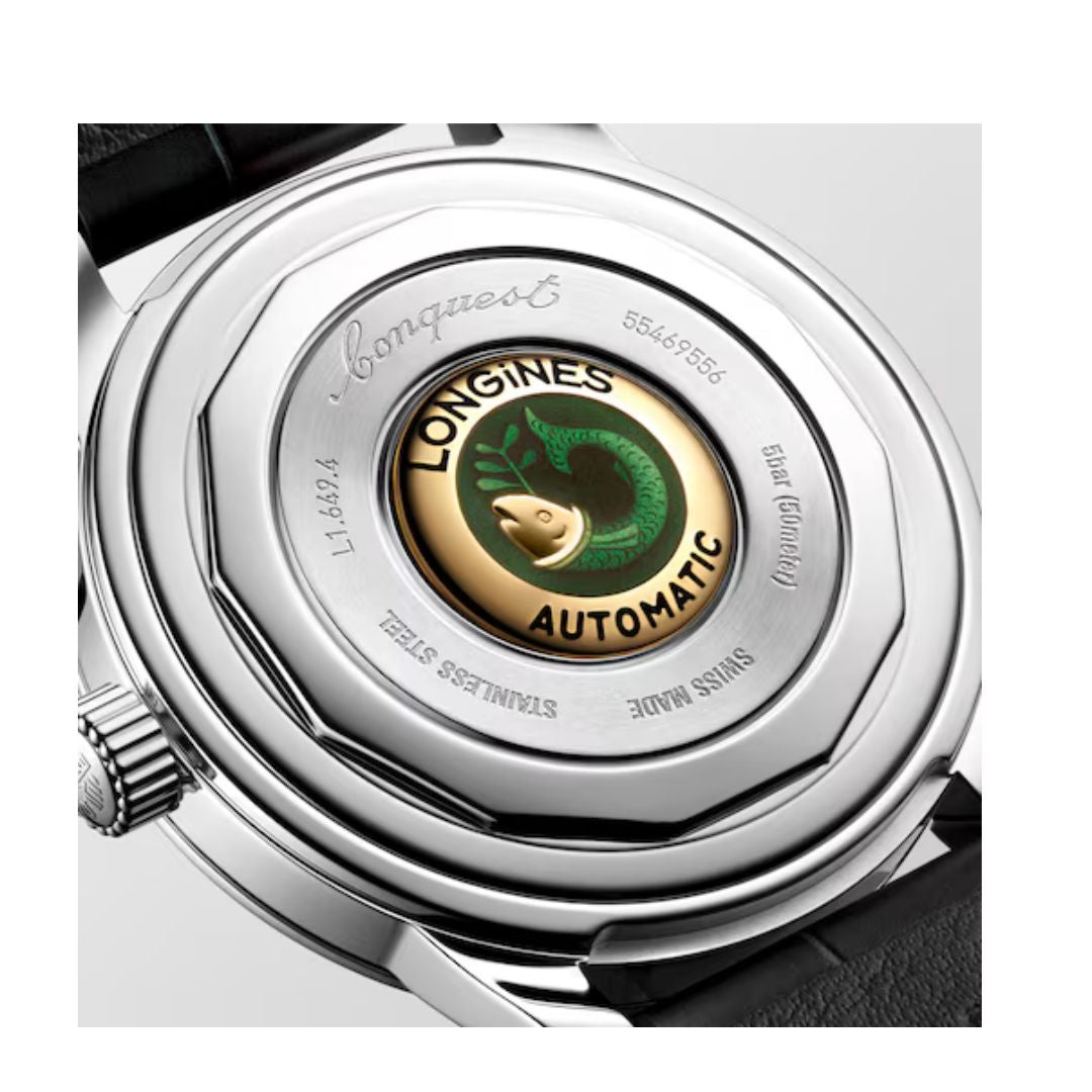 Longines Conquest Heritage 38 Mm Automatico Cinturino In Pelle Blu