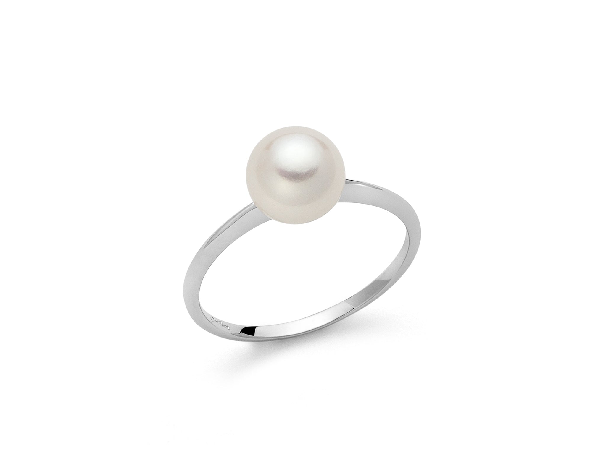 Miluna Anello in Oro Bianco 18 kt e Perla Fresh Water mm 7,5/8