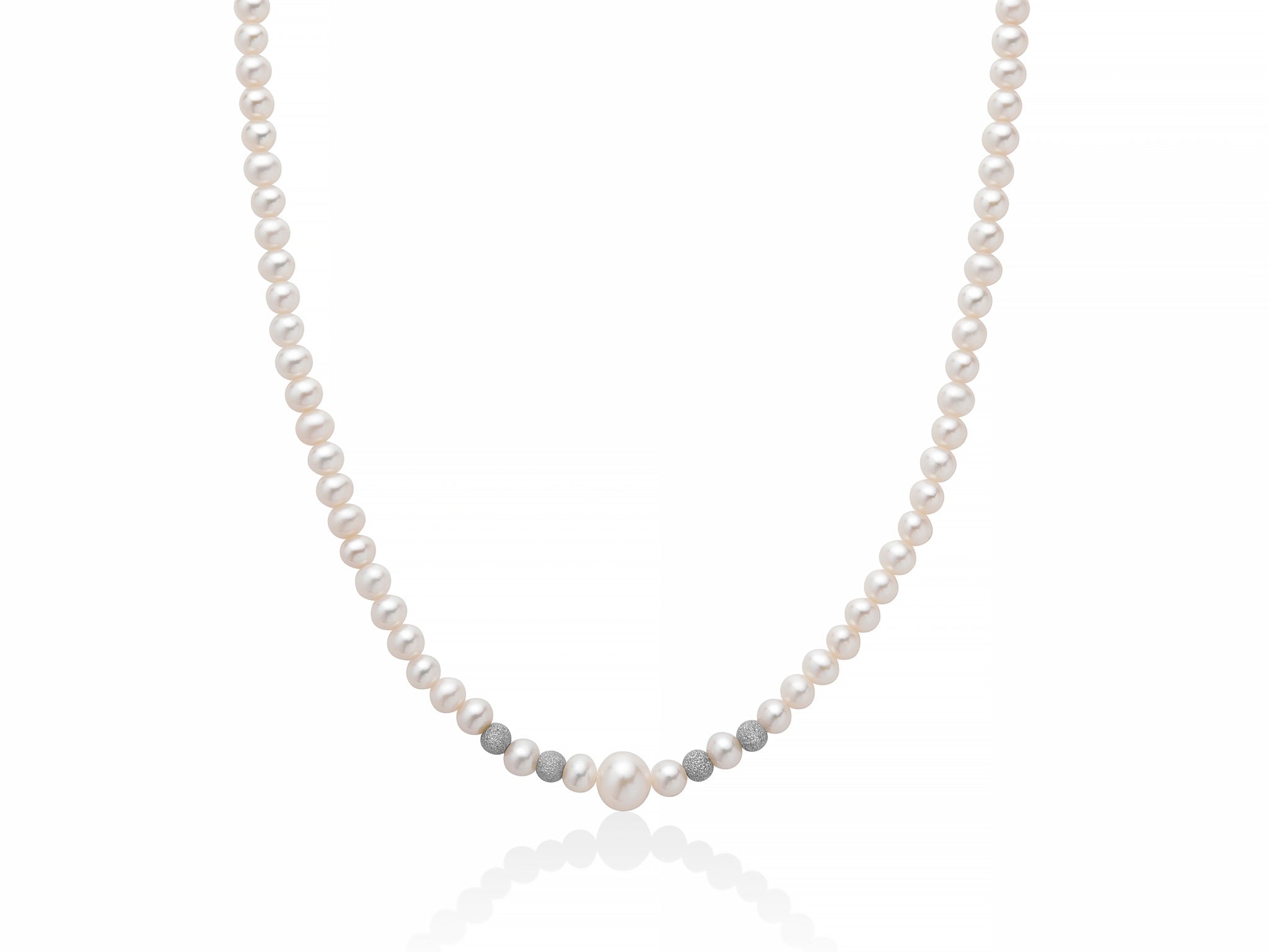 Miluna Collana Perle Fresh Water Mm 4/4,5 E 7,5/8 con chiusura in oro Bianco 18 kt