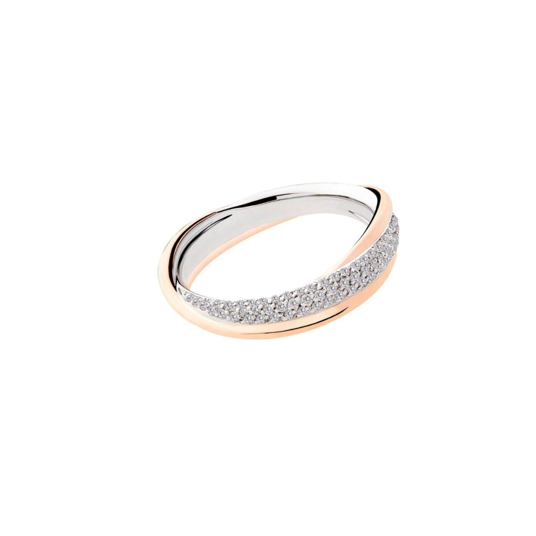 Polello Fede Bicolore Oro 18 Kt Rosa E Bianca Con  Diamanti Ct. 0,49