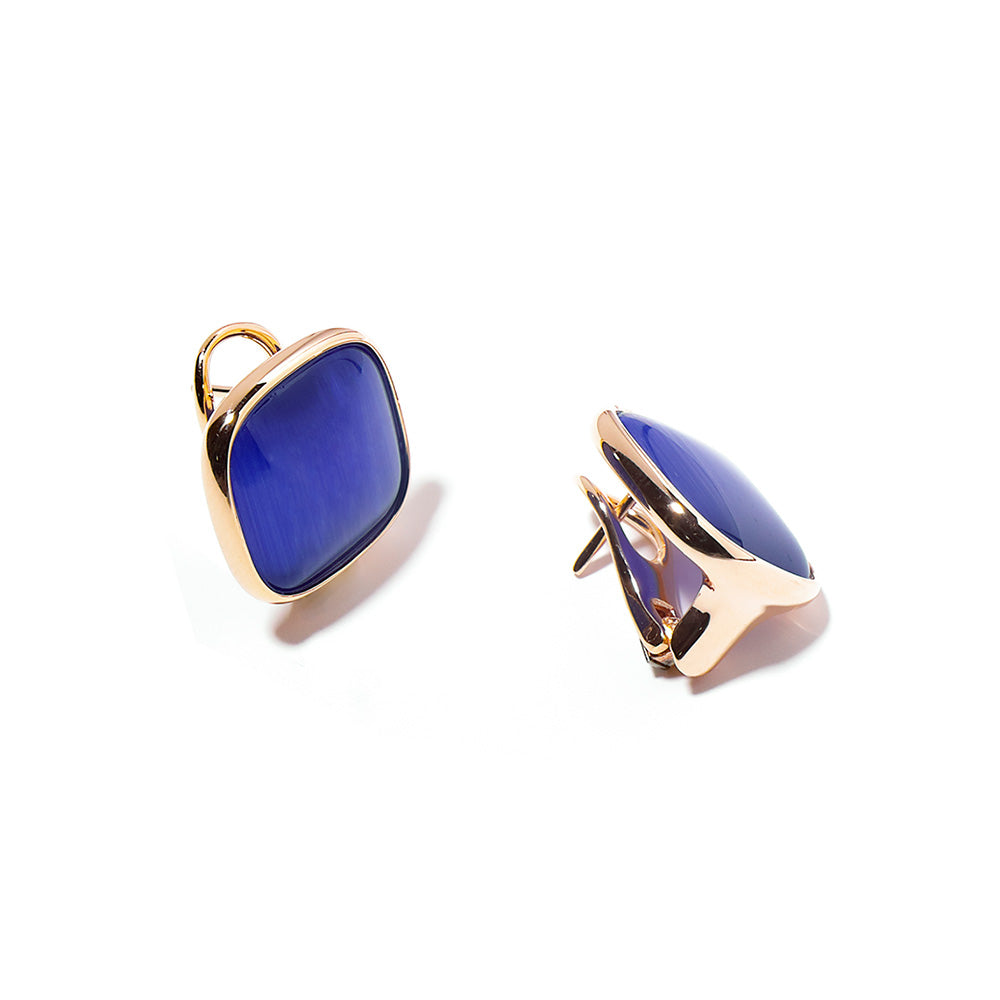 Madi Orecchini  A Lobo Laguna Blu In Golden Rose Quarzo Blu